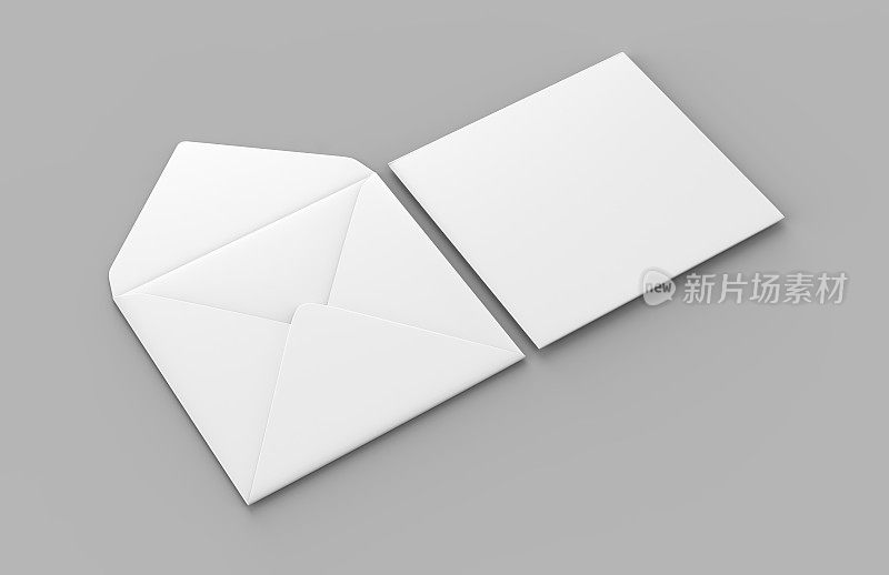 空白白色现实男爵信封模拟。3 d渲染插图。